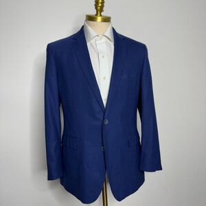 James Campbell 42R Blazer Sport Coat Mens Solid‎ Blue Wool